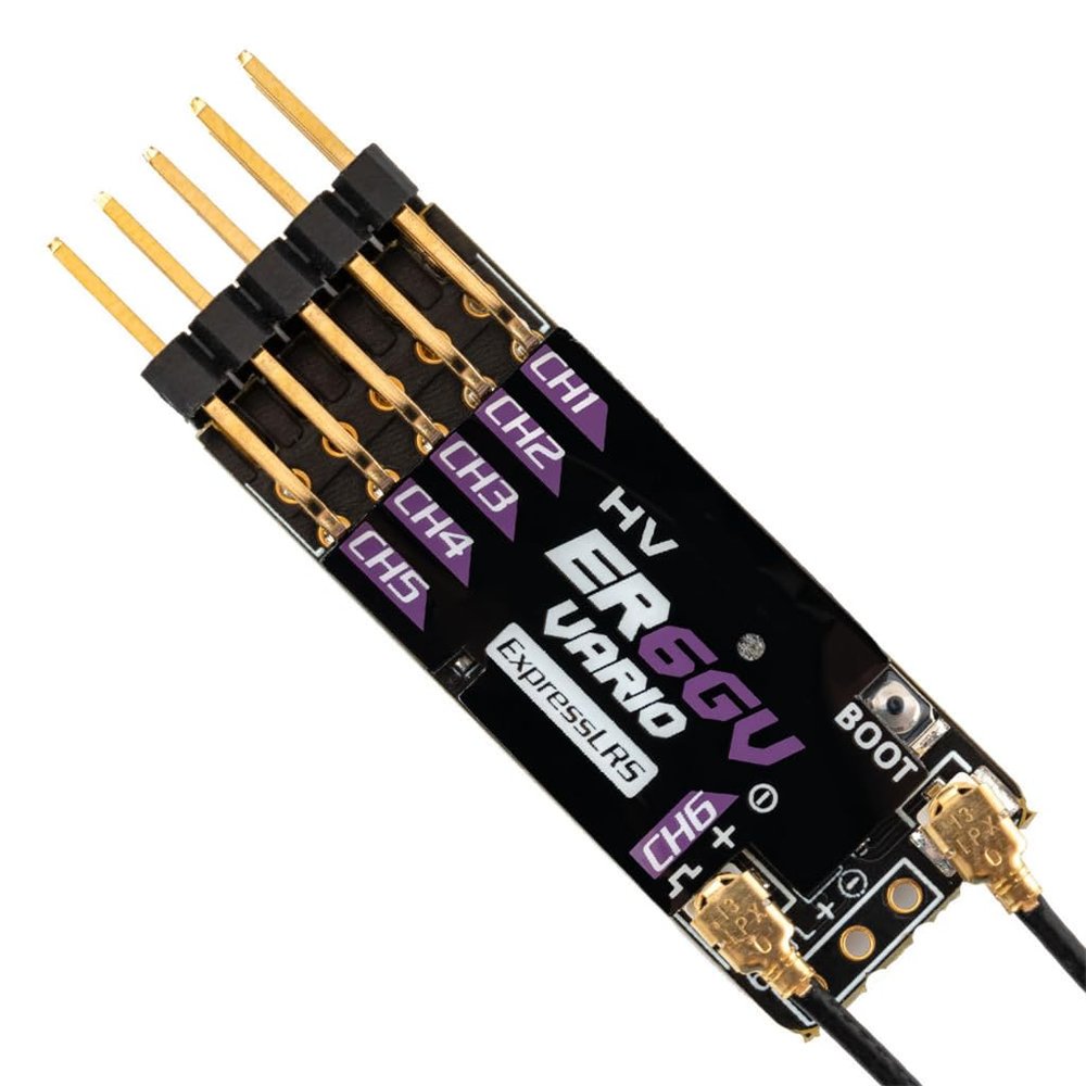 4CH/6CH/8CH 2.4GHz ExpressLRS ELRS PWM Receiver for RC Car Boat Aircraft Fixed-Wing (Black ER6-GV)