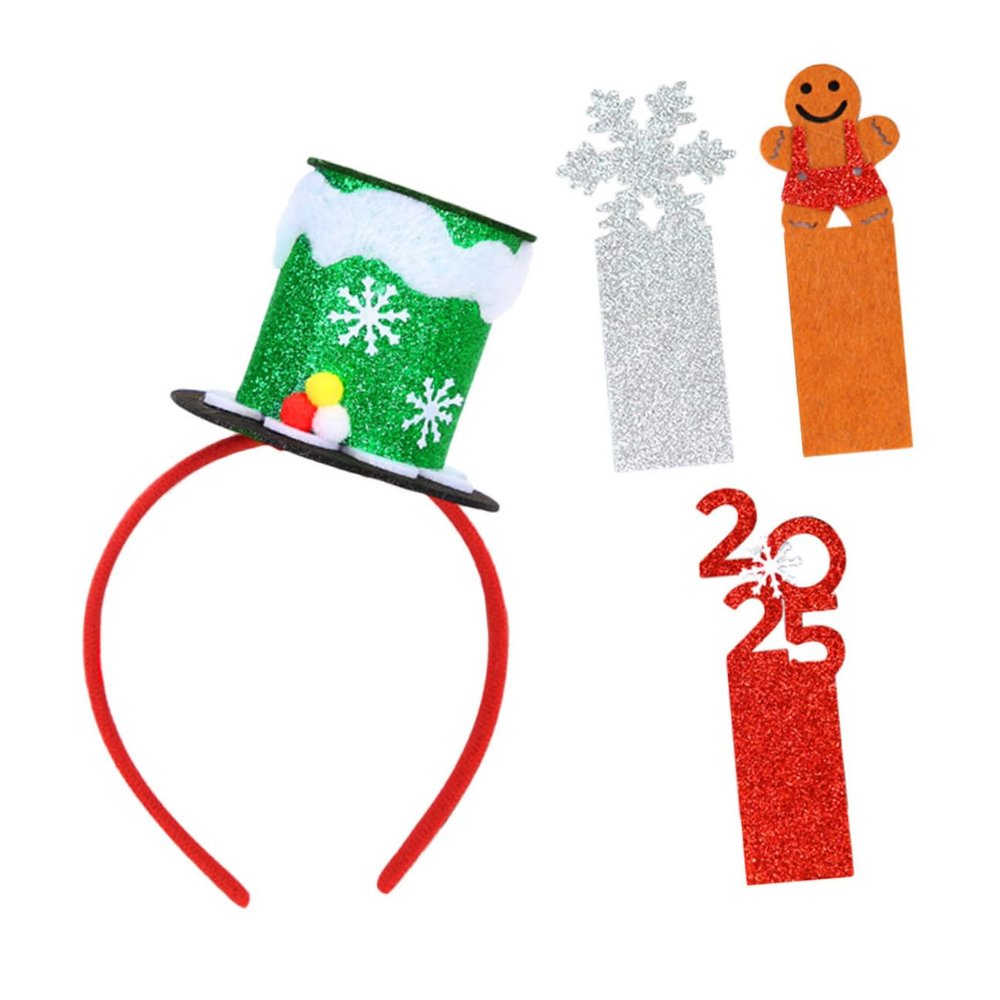 Abaodam Christmas Top Hat Headband for Women, Green Mini Hat with 3 Replacement Cards, Holiday Party and New Year Celebration Accessory, Christmas Themed Headwear for Festive Cosplay