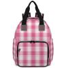 BICUUZHI Pink White Buffalo Check Plaid Diaper Bag Backpack for Women Large Capacity Daypack with Insulated Pockets Multifunction Waterproof Travel Portable Bag view 1