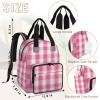 BICUUZHI Pink White Buffalo Check Plaid Diaper Bag Backpack for Women Large Capacity Daypack with Insulated Pockets Multifunction Waterproof Travel Portable Bag view 3