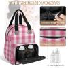 BICUUZHI Pink White Buffalo Check Plaid Diaper Bag Backpack for Women Large Capacity Daypack with Insulated Pockets Multifunction Waterproof Travel Portable Bag view 4