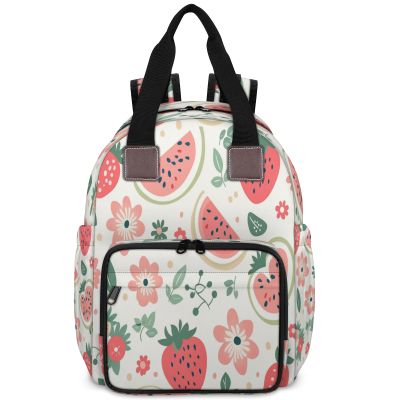 BICUUZHI Watermelon Strawberry Diaper Bag Backpack Essentials Travel Tote Multifunction Waterproof Bag with Stroller Straps USB Charging Port