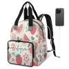 BICUUZHI Watermelon Strawberry Diaper Bag Backpack Essentials Travel Tote Multifunction Waterproof Bag with Stroller Straps USB Charging Port view 2