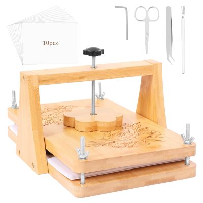 11 x 7inch Wood Flower Press Kit for Adults, Removable DIY Flowers Leaf Plant Press Kit with Adjustable Spiral for Craft Lovers Dried Floral Plant Specimen Wedding