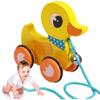 Baby Pull Toy, Wooden Pull Toy with Bell & Non-Slip Wheel, Interactive Duck for 1-3 Year Olds, Develops Mobility, Balance & Hand Eye Coordination Skills, Yellow, Duck, Baby view 1