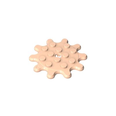 Gobricks GDS-90081 35443 4x4 10-Tooth Turntable, Light Flesh, 10 pcs