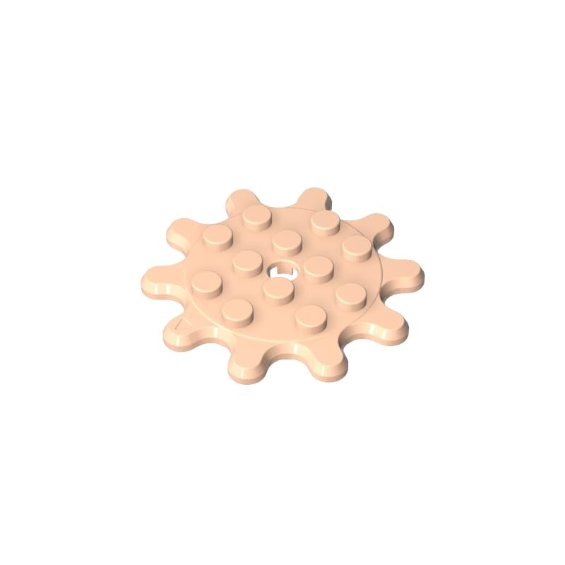 Gobricks GDS-90081 35443 4x4 10-Tooth Turntable, Light Flesh, 10 pcs