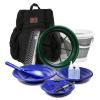 ASR Outdoor 13pc Gold Panning Backpack Kit Collapsible Bucket Prospecting Tools (4 Colors) (Black) view 1