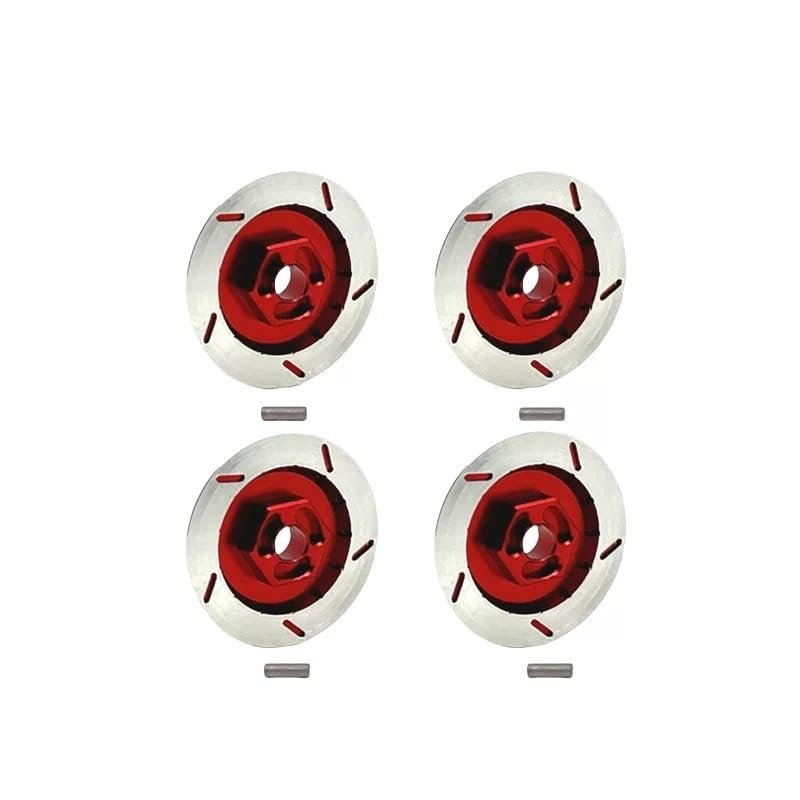 Metal Upgrade Simulation 12mm Brake Disc for MN 1/12 MN128 MN86 MN86S G500 RC Car Decoration Parts Remote-Controlled car Parts(Red Silver)