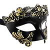 ARTIBETTER Halloween Roman Warrior Half-face Mask for Men, Black Gold Cosplay Mask for Festival, Party, and Carnival Dress-up Accessories view 1