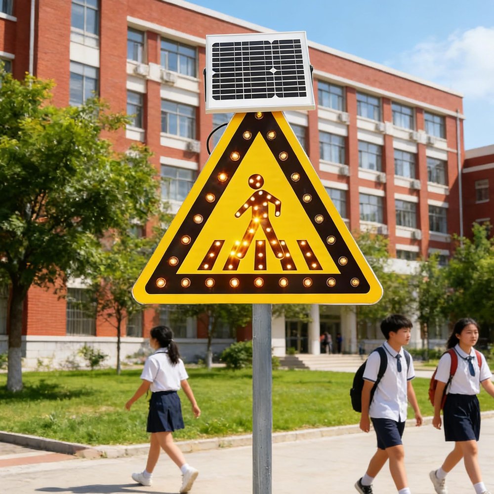 30x30IN Solar LED Flashing Crosswalk Lights & Signs, Durable Aluminum Traffic Safety Solutions for Enhanced Pedestrian Protection - 24x24IN Available