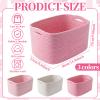 Junkin 3 Pack Pink Gift Basket Empty Cotton Woven Laundry Basket 15 x 10 x 8.7 Inch Pink Storage Bin for Closet Organizing Nursery view 2