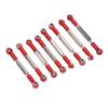 8Pcs Metal Adjustable Steering Linkage, Aluminum Alloy Servo Link Pull Rod for WPL C14 C24 B14 MN D90 D91 RC Cars, Upgraded Replacement Part with Textured Design (Red) view 3