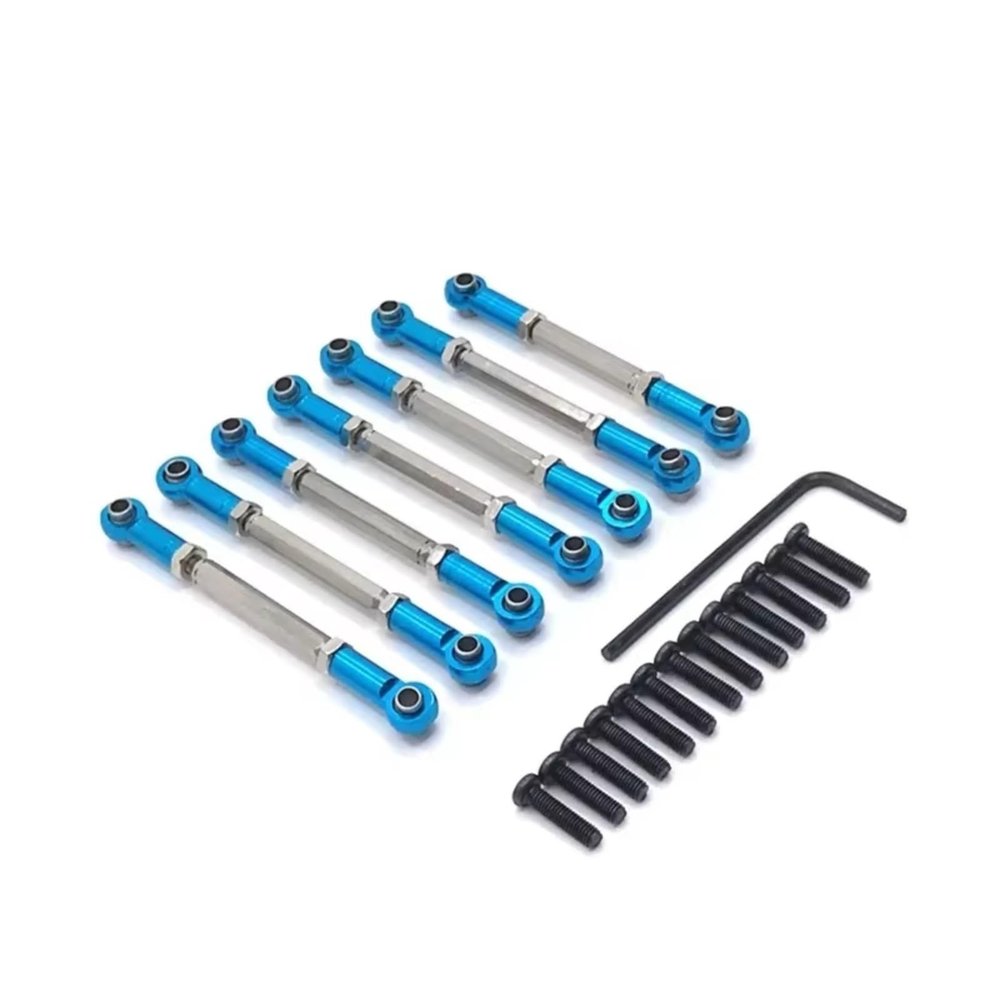 RC Cars Parts For WLtoys 104001 104002 1/10 Metal Adjustable Pull Rod RC Car Upgrade Parts Accessories(Blue)