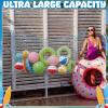 GliCraft 2 Pack 71 x 47 Inch Large Pool Toy Storage Net Heavy Duty Hanging Mesh Organizer with 20 Rustproof Hooks, Elastic Water Inflatable Toys Holder for Poolside Floats, Balls, Rafts Accessories view 4