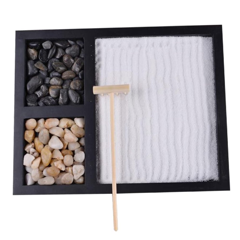 Cndiyald Zen Sand Table, Mini Desktop Resin Crafts Ornaments, Garden Accessories for Meditation, Office Decor, Stress Relief