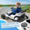 12V Kids Electric Go Kart for Ages 4+, Drift Go Cart with Music & LED Lights, Drifting Car with Swivel Rear Wheels, Adjustable Seat Belt, Outdoor Ride on Toys for Boys and Girls(White) view 3