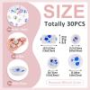 Magibeads 30Pcs Miniature Blue and White Porcelain Resin Plates Chinese Style Flower Mini Plate Resin Decorations Micro Landscape Decoration Small Tableware Imitation Ceramic Bowl Tiny Dishes Ornament view 2
