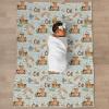 Cute Baby Animals Baby Blankets for Girl Boy Bear Lion Zebra Giraffe Rainbow Ship Stars Swaddle Receiving Blanket for Infant Toddler Nursery Crib Zoo Safari Ark Animals Bed Blankets Green 30x40inch view 3