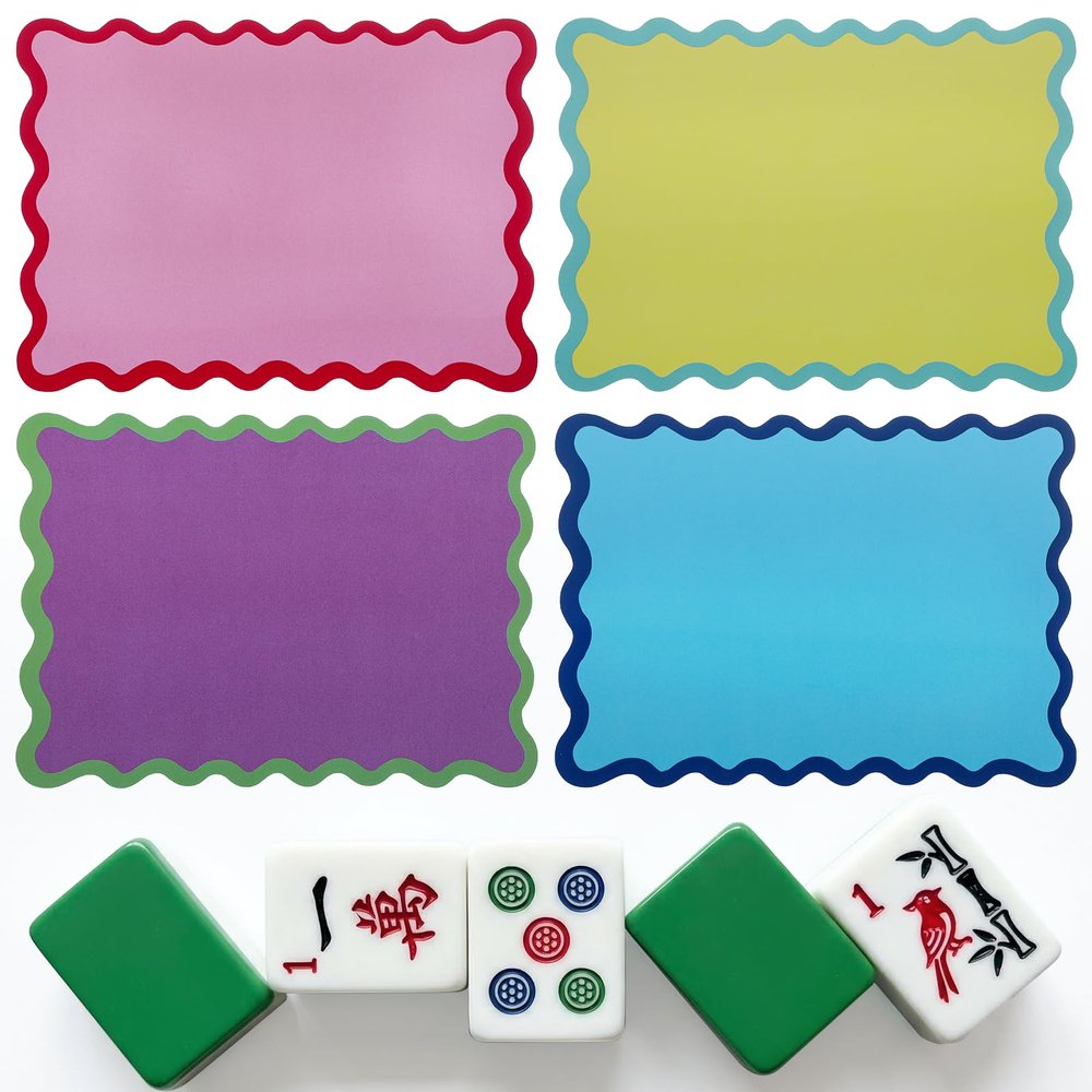 Axafazup 4 PCS Mahjong Tile Mixer Shuffler Cards, Mahjong Shuffler for Mixing and Shuffling Tiles, Thick PVC Wavy Scalloped Edge Mixing Paddles, Colorful Game Accessories and Funny Gifts for Players