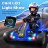 12V Kids Electric Go Kart for Ages 4+, Drift Go Cart with Music & LED Lights, Drifting Car with Swivel Rear Wheels, Adjustable Seat Belt, Outdoor Ride on Toys for Boys and Girls (Blue) view 2