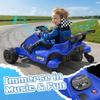 12V Kids Electric Go Kart for Ages 4+, Drift Go Cart with Music & LED Lights, Drifting Car with Swivel Rear Wheels, Adjustable Seat Belt, Outdoor Ride on Toys for Boys and Girls (Blue) view 3