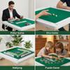 Anwick 35.4" Square Folding Card Table, Mahjong Table with Green Felt, 4-Player Portable Game Table with Chip Trays & Cup Holders, Foldable Domino Table for Mahjong Poker Domino Game view 4