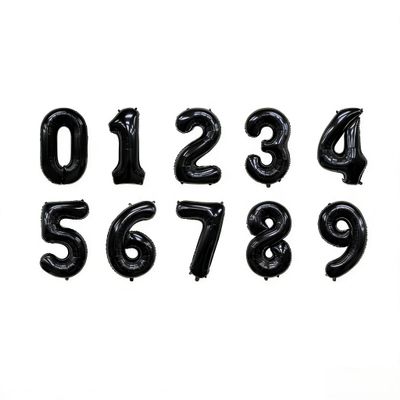 10 Pcs Black Number 0-9 Balloons 16 Inch Number Mylar Foil Balloons Custom Digital Balloon for Birthday Party Baby Shower Anniversary Party Decorations (Black)