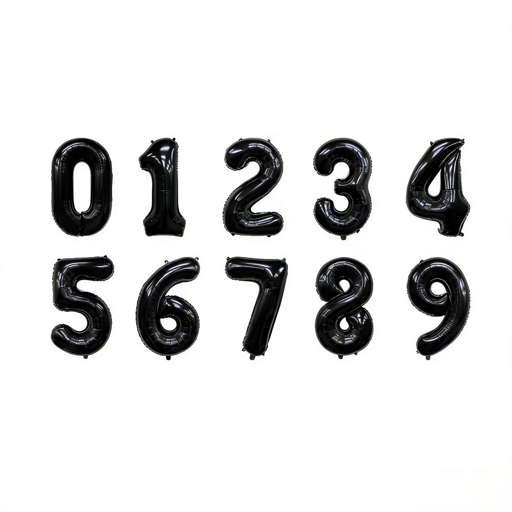 10 Pcs Black Number 0-9 Balloons 16 Inch Number Mylar Foil Balloons Custom Digital Balloon for Birthday Party Baby Shower Anniversary Party Decorations (Black)