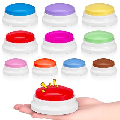 Ovveroche 10 Pieces Recordable Answer Buzzers Button Answer Buzzers Game Show Buzzer Recordable Button Classroom Buzzers Perfect for Study Office Home and Pet Buttons Training Toy Brilliant Color