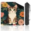 31.5" x 31.5" Mahjong Mat for Table with Carrying Bag Tabby Cat Sitting Amidst Vibrant Floral Orange Pink Non-Slip Noise-Reducing Game Mat Mahjong Accessories for Poker Dominoes Board Games view 1