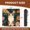 31.5" x 31.5" Mahjong Mat for Table with Carrying Bag Tabby Cat Sitting Amidst Vibrant Floral Orange Pink Non-Slip Noise-Reducing Game Mat Mahjong Accessories for Poker Dominoes Board Games view 2