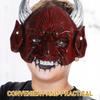 Beaupretty Halloween Half Face Crimson Fiend Mask with Horns for Men and Women, Creepy Latex Masquerade Accessory for Role Play and Haunted Party Costume view 3