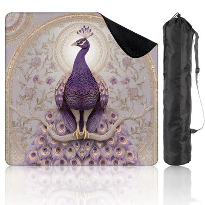 31.5" x 31.5" Mahjong Mat for Table with Carrying Bag Symmetrical Chinoiserie Peacock Art Soft Lavender Mint Non-Slip Noise-Reducing Game Mat Mahjong Accessories for Poker Dominoes Board Games