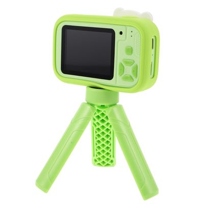 Abaodam Digital Camera with Dual Lenses, 2.4-inch Compact Instant Print Camera, Green Silicone Cover, Birthday Gift for Boys Over 3 Years Old