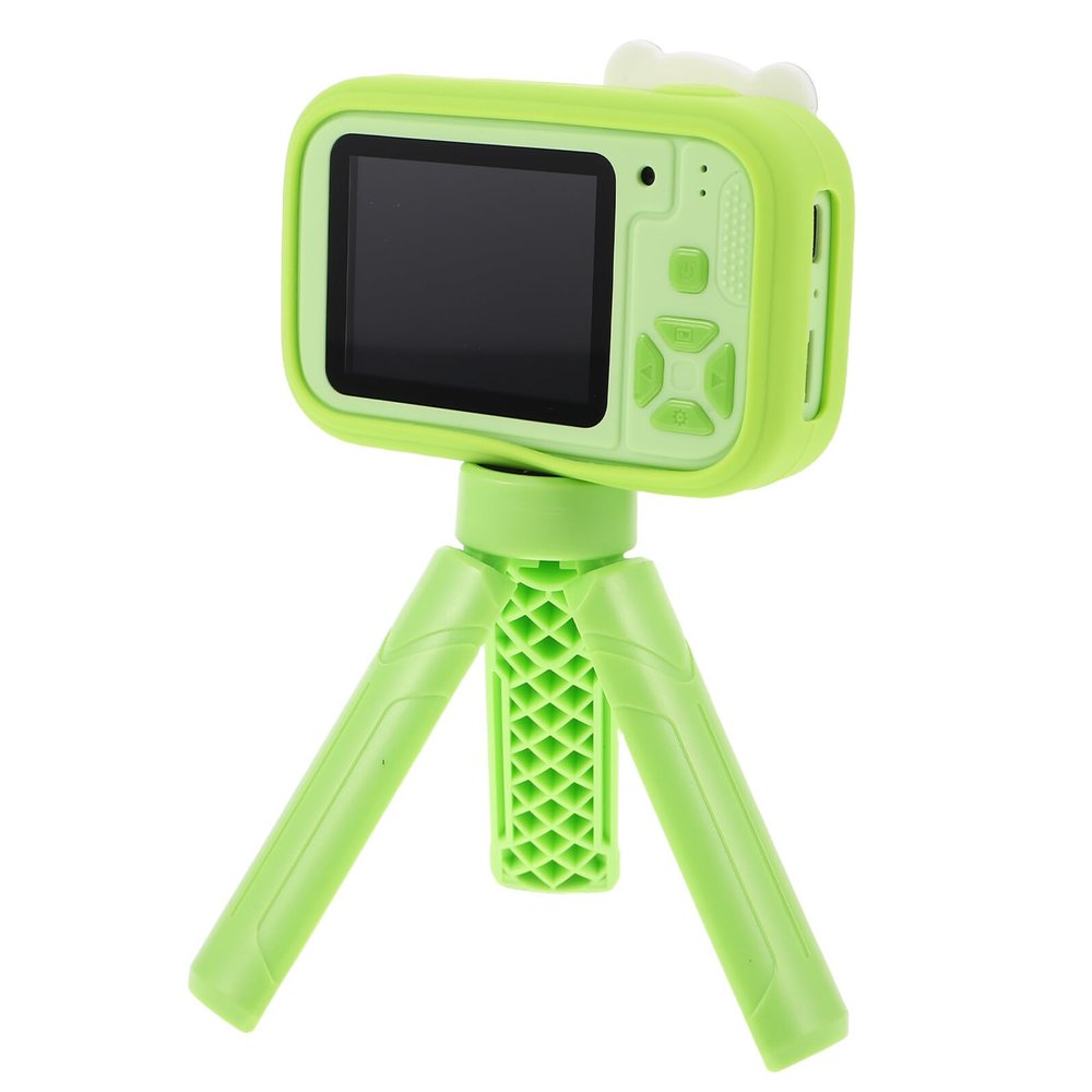 Abaodam Digital Camera with Dual Lenses, 2.4-inch Compact Instant Print Camera, Green Silicone Cover, Birthday Gift for Boys Over 3 Years Old