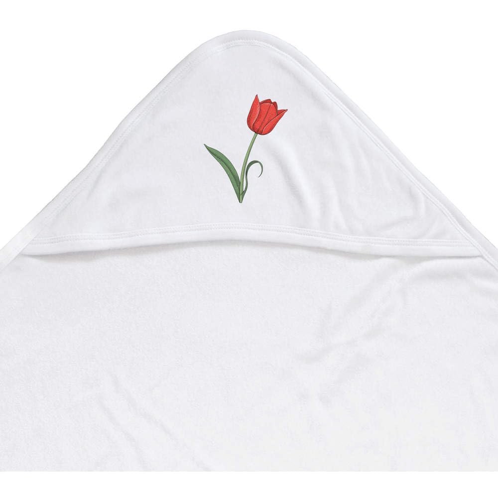 Azeeda 'Single Red Tulip' Baby Hooded Towel (HT00041550)