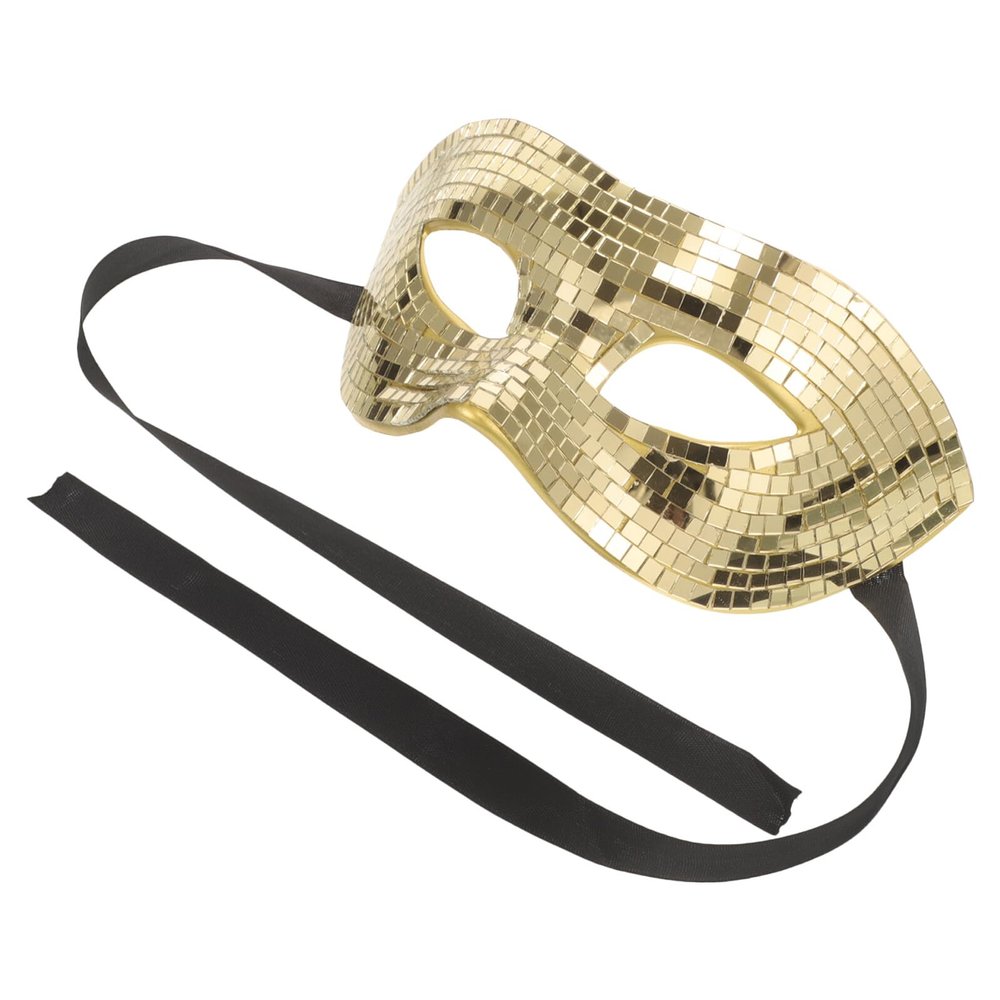 PERSELOSO Gold Glitter Prop for Women, Handmade Half Face Reflective Sequin Party Mask for Halloween, Carnival, Cosplay, and Festival Dress-up