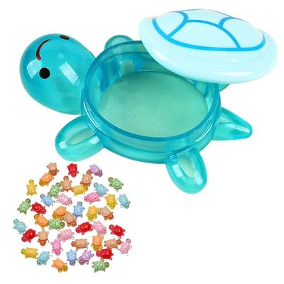 100 Pcs Mini Resin Turtles with Jumbo Turtle Storage Case Glow in The Dark Tiny Luminous Figures Bulk for Fairy Garden Accessories Micro Landscape Decor DIY Crafts Classroom Rewards (Blue)