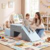 HONEY JOY Toddler Climbing Toys Indoor, 4-Piece Foam Climbing Blocks, Modular Crawling & Sliding Activity Play Structure, Baby Gym Equipment Playground, Soft Play Climbing for Toddlers (Gray) view 2