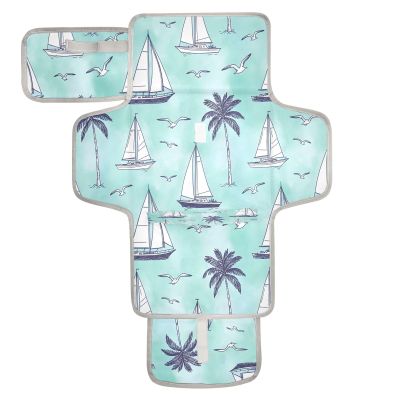 Kigai Portable Diaper Changing Pad for Baby Boat Tree Waterproof Foldable Travel Changing Mat with Built-in Pillow & Wipes Pocket for Newborns, Baby Shower & Registry Gift