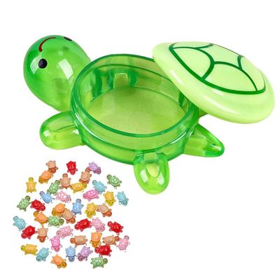 100 Pcs Mini Resin Turtles with Jumbo Turtle Storage Case Glow in The Dark Tiny Luminous Figures Bulk for Fairy Garden Dollhouse Accessories Micro Landscape Decor DIY Crafts Classroom Rewards (Green)