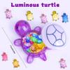 100 Pcs Mini Resin Turtles with Jumbo Turtle Storage Case Glow in The Dark Tiny Luminous Figures Bulk for Fairy Garden Accessories Micro Landscape Decor DIY Crafts Classroom Rewards Purple view 2