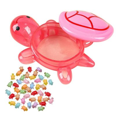 100 Pcs Mini Resin Turtles with Jumbo Turtle Storage Case Glow in The Dark Tiny Luminous Figures Bulk for Fairy Garden Accessories Micro Landscape Decor DIY Crafts Classroom Rewards (Red)