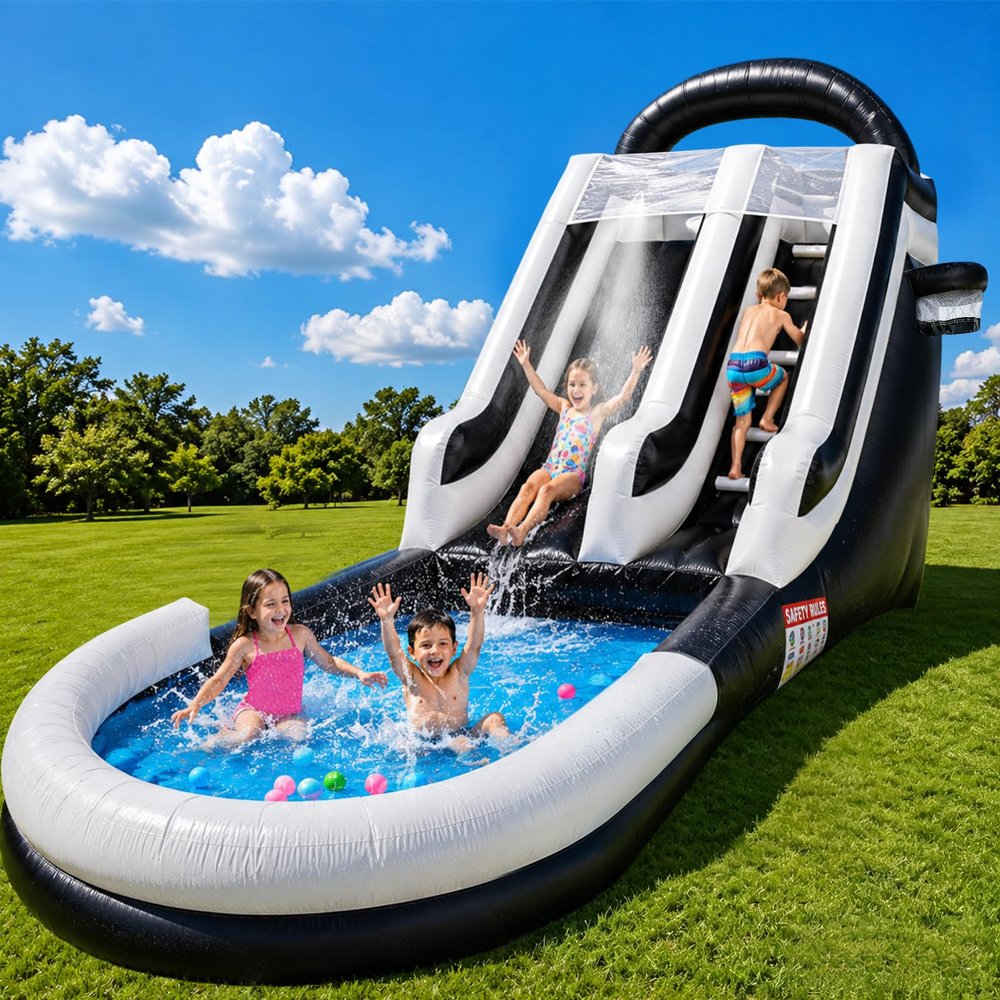 21FT Commercial Grade Inflatable Water Slide for Kids & Adults, Heavy Duty 0.6mm PVC Water Slide with Large Airtight Pool & 950W Blower for Outdoor Backyard Use