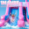 26FT Inflatable Water Slide with 1M Wide Slide, Climbing Wall & Basketball Set, 0.6mm PVC Backyard Water Park with Large Splash Pool for Kids and Adults view 3