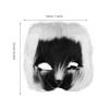 BCOATH Fox Cosplay Half Face Mask for Women and Men, Plush Long Fur Black and White Animal Party Mask for Halloween Masquerade and Costume Play view 2