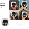 BCOATH Fox Cosplay Half Face Mask for Women and Men, Plush Long Fur Black and White Animal Party Mask for Halloween Masquerade and Costume Play view 3