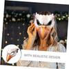 BESTonZON 2pcs Halloween Bird Masquerade Masks for Women, White Feathered Eagle and Fiery Mythical Bird Half Masks with Leather Print, Carnival Costume Accessories for Party and Dress-up view 4