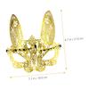 Abaodam Rabbit Masquerade Half Face Mask for Women, Gold Metal Bunny Mask with Rhinestones, Carnival Party Costume Accessory for Halloween and Masquerade Events view 2